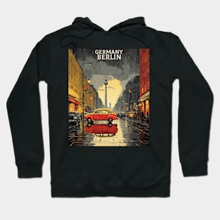 Berlin Germany Rainy Night Tourism Vintage Retro Hoodie